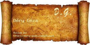 Déry Géza névjegykártya