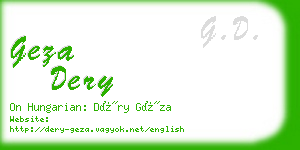 geza dery business card